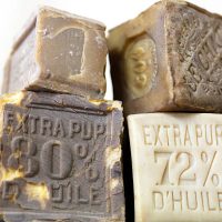 Old Handmade soap closeup made in Marseille - France.